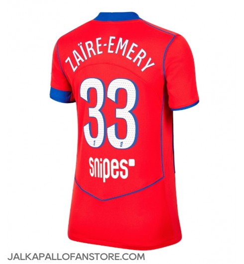 Paris Saint-Germain Warren Zaire-Emery #33 Kolmaspaita Naisten 2025-26 Lyhythihainen Paris Saint-Germain Warren Zaire-Emery #33 Kolmaspaita Naisten 2025-26 Lyhythihainen